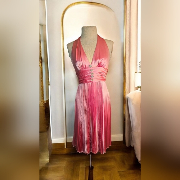 Source Unknown Vibrant Pink Pleated Midi Dress - Picture 4 of 7